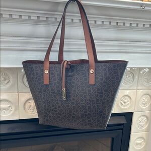 Calvin Klein Dark Brown Monogram Tote NWOT